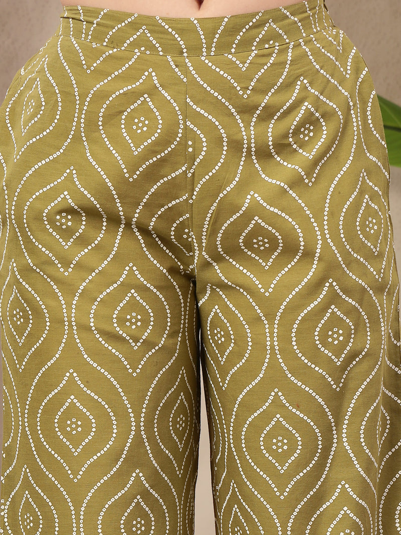 Stylum Women's Green Bandhej Printed Cotton Co-Ord Set (CSGREENOPERA)