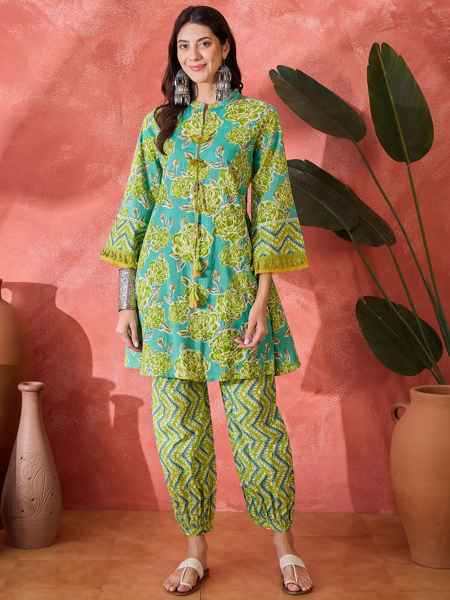 Stylum Women's Green Floral Printed Cotton Co-Ord Set (CSGREENPONNY)