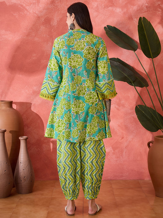 Stylum Women's Green Floral Printed Cotton Co-Ord Set (CSGREENPONNY)