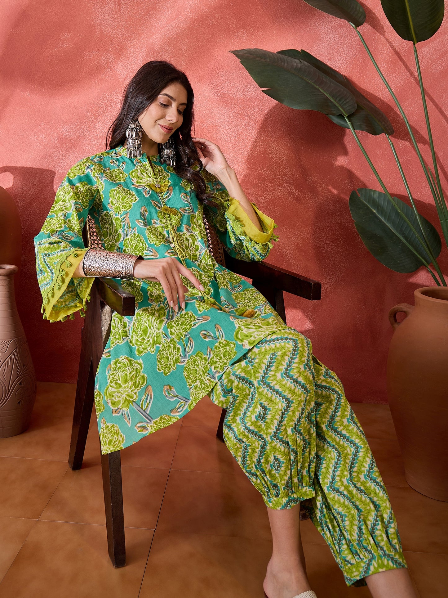 Stylum Women's Green Floral Printed Cotton Co-Ord Set (CSGREENPONNY)