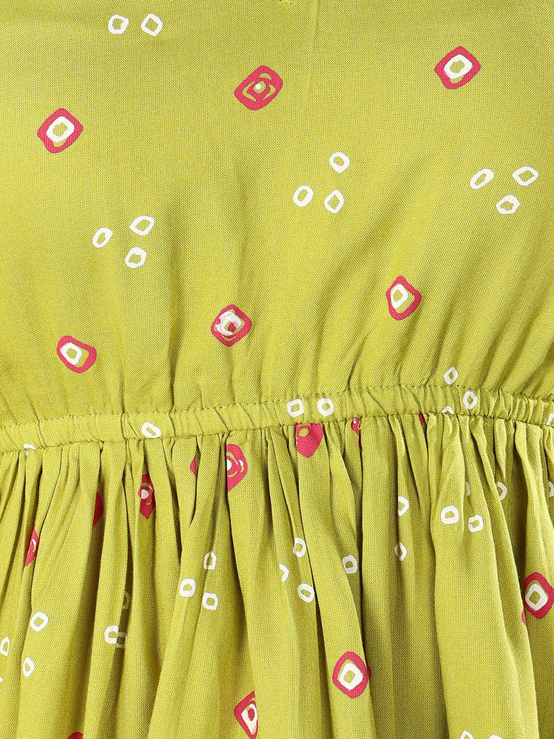 Stylum Women's Green Bandhej Printed Rayon Co-Ord Set (CSGREENRAMP)