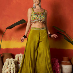 Stylum Women's Green Floral Printed & Embroidered Chinon Co-Ord Set (CSGREENRANGREJ)