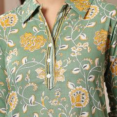 Stylum Women's Green Floral Printed Cotton Co-Ords Set (CSGREENRANJAN)
