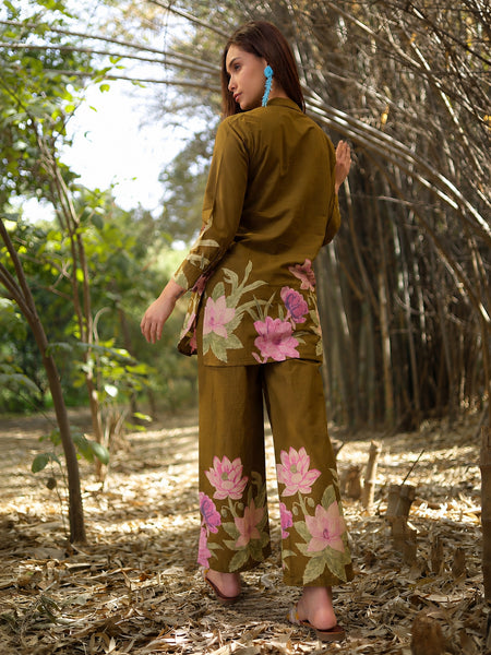 Stylum Women's Green Floral Printed Cotton Co-Ord Set (CSGREENRUKKA)