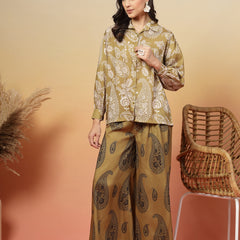 Stylum Women's Green Paisley Print Rayon Co-Ord Set (CSGREENSIRONA)