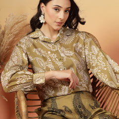 Stylum Women's Green Paisley Print Rayon Co-Ord Set (CSGREENSIRONA)