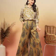 Stylum Women's Green Paisley Print Rayon Co-Ord Set (CSGREENSIRONA)