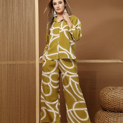 Stylum Women's Green Printed Rayon Co-Ord Set (CSGREENTOST)