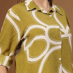 Stylum Women's Green Printed Rayon Co-Ord Set (CSGREENTOST)
