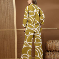 Stylum Women's Green Printed Rayon Co-Ord Set (CSGREENTOST)