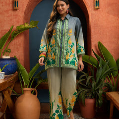 Stylum Women's Green Tropical Printed Rayon Co-Ord Set (CSGREENTULSI)