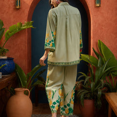 Stylum Women's Green Tropical Printed Rayon Co-Ord Set (CSGREENTULSI)