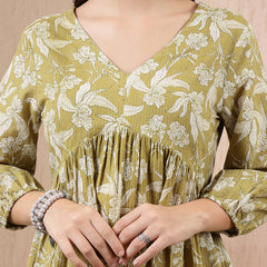 Stylum Women's Green Floral Printed Cotton Kantha Fabric Co-Ord Set (CSGREENTUNA)