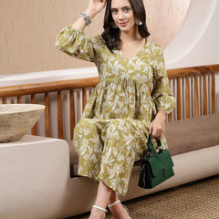 Stylum Women's Green Floral Printed Cotton Kantha Fabric Co-Ord Set (CSGREENTUNA)