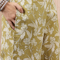 Stylum Women's Green Floral Printed Cotton Kantha Fabric Co-Ord Set (CSGREENTUNA)