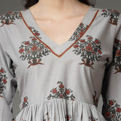 Stylum Women's Floral Printed Cotton Co-Ord Set (CSGREYAVIKA)