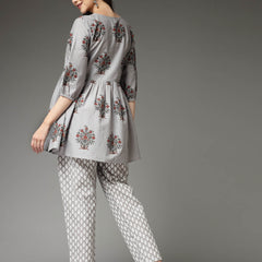 Stylum Women's Floral Printed Cotton Co-Ord Set (CSGREYAVIKA)