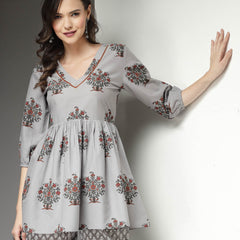 Stylum Women's Floral Printed Cotton Co-Ord Set (CSGREYAVIKA)