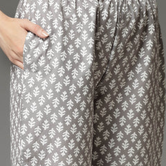 Stylum Women's Floral Printed Cotton Co-Ord Set (CSGREYAVIKA)
