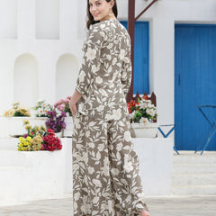 Stylum Women's Floral Printed Rayon Co-Ord Set (CSGREYDISNEY)