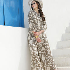 Stylum Women's Floral Printed Rayon Co-Ord Set (CSGREYDISNEY)