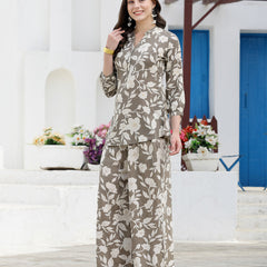 Stylum Women's Floral Printed Rayon Co-Ord Set (CSGREYDISNEY)