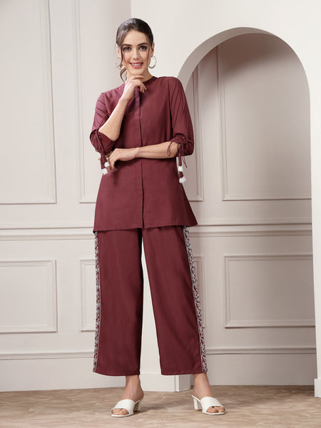 Stylum Women's Woven Design Rayon Blend Co-Ord Set (CSHARRY)