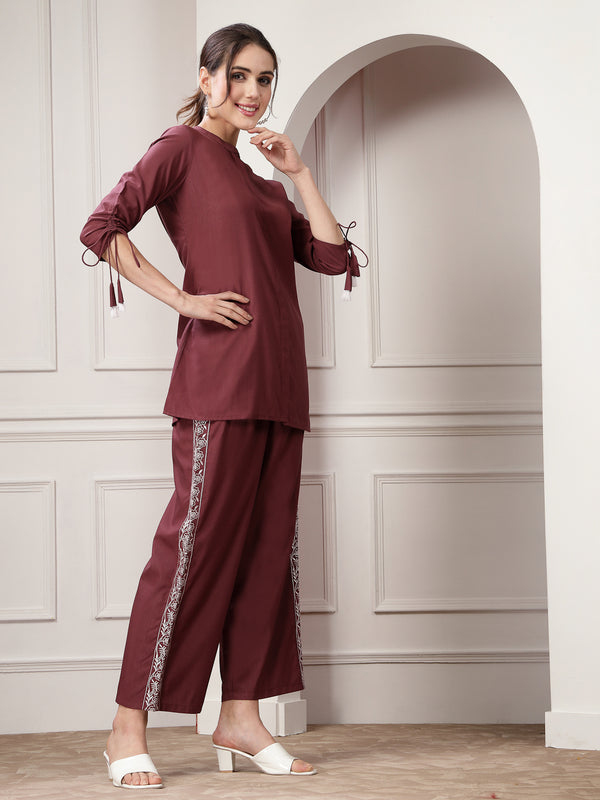 Stylum Women's Woven Design Rayon Blend Co-Ord Set (CSHARRY)