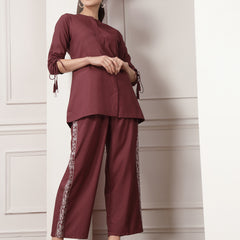 Stylum Women's Woven Design Rayon Blend Co-Ord Set (CSHARRY)