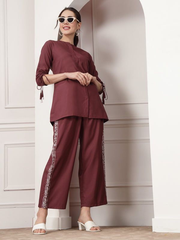 Stylum Women's Woven Design Rayon Blend Co-Ord Set (CSHARRY)