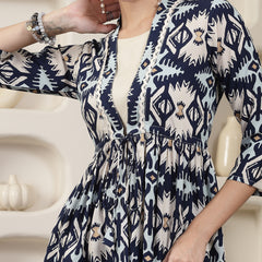 Stylum Women's Ikat Printed Rayon Co-Ord Set (CSINDIGOBANJARA)