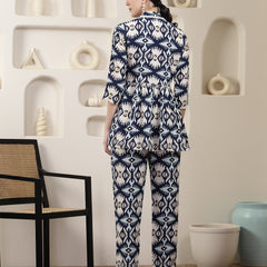 Stylum Women's Ikat Printed Rayon Co-Ord Set (CSINDIGOBANJARA)