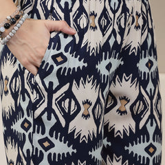 Stylum Women's Ikat Printed Rayon Co-Ord Set (CSINDIGOBANJARA)