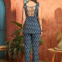 Stylum Women's Indigo Floral Printed Cotton Co-Ord Set (CSINDIGOFOLL)