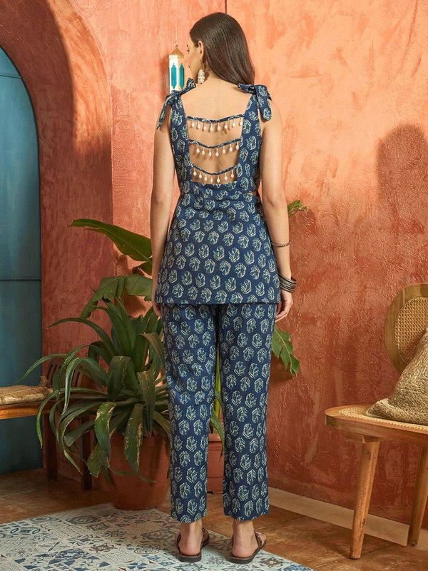 Stylum Women's Indigo Floral Printed Cotton Co-Ord Set (CSINDIGOFOLL)