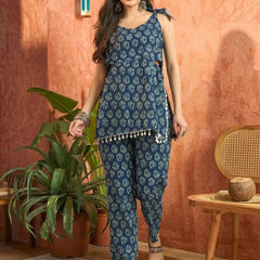 Stylum Women's Indigo Floral Printed Cotton Co-Ord Set (CSINDIGOFOLL)