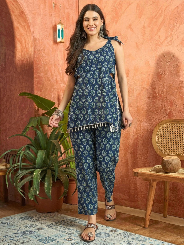Stylum Women's Indigo Floral Printed Cotton Co-Ord Set (CSINDIGOFOLL)