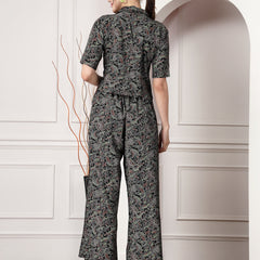Black Printed Rayon Co-Ord Set