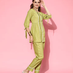 Stylum Women's Self Design Rayon Blend Co-Ord Set (CSKALKILIME)