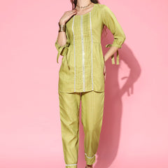 Stylum Women's Self Design Rayon Blend Co-Ord Set (CSKALKILIME)