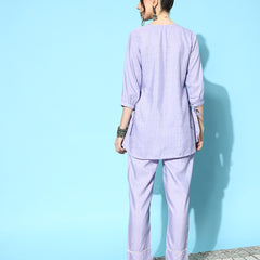 Stylum Women's Self Design Rayon Blend Co-Ord Set (CSKALKIPURPLE)