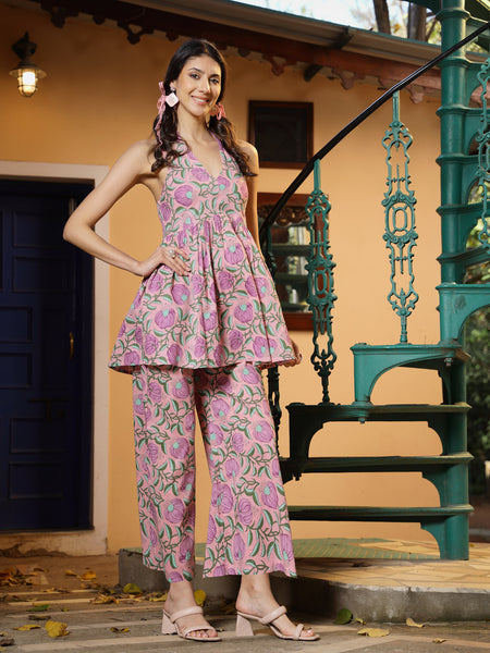 Stylum Women's Lavender Floral Printed Cotton Co-Ord Set (CSLAVENDERKOCHI)
