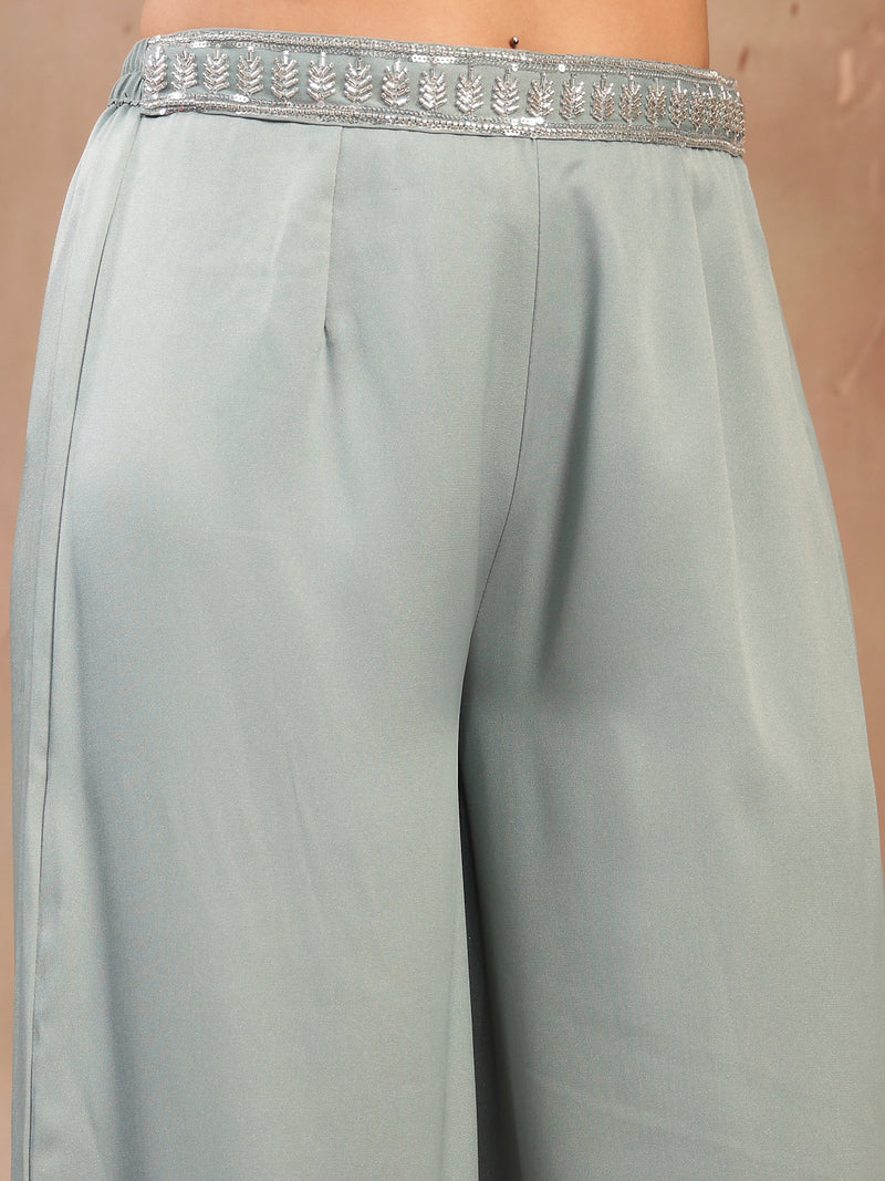 Stylum Women's Light Blue Solid & Embroidered Poly Georgette Co-Ords Set (CSLIGHTBLUEMAYRA)