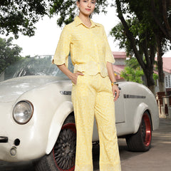 Stylum Women's Lime Printed & Embroidered Cotton Co-Ord Set (CSLIMELUCY)