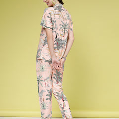 Stylum Women's Tropical Printed Rayon Co-Ords Set (CSLIONPEACH)