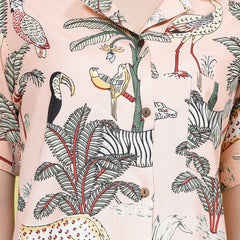 Stylum Women's Tropical Printed Rayon Co-Ords Set (CSLIONPEACH)