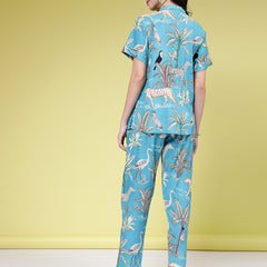 Stylum Women's Tropical Printed Rayon Co-Ords Set (CSLIONTEAL)
