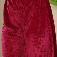 Stylum Women's Magenta Solid & Embroidered Velvet Co-Ord Set (CSMAGENTABRUNO)