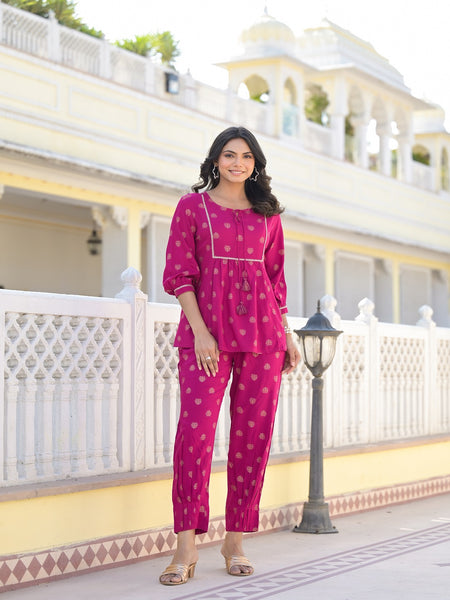 Stylum Women's Ethnic Motifs Printed Rayon Co-Ord Set (CSMGNTADAWN)