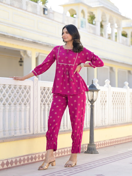 Stylum Women's Ethnic Motifs Printed Rayon Co-Ord Set (CSMGNTADAWN)